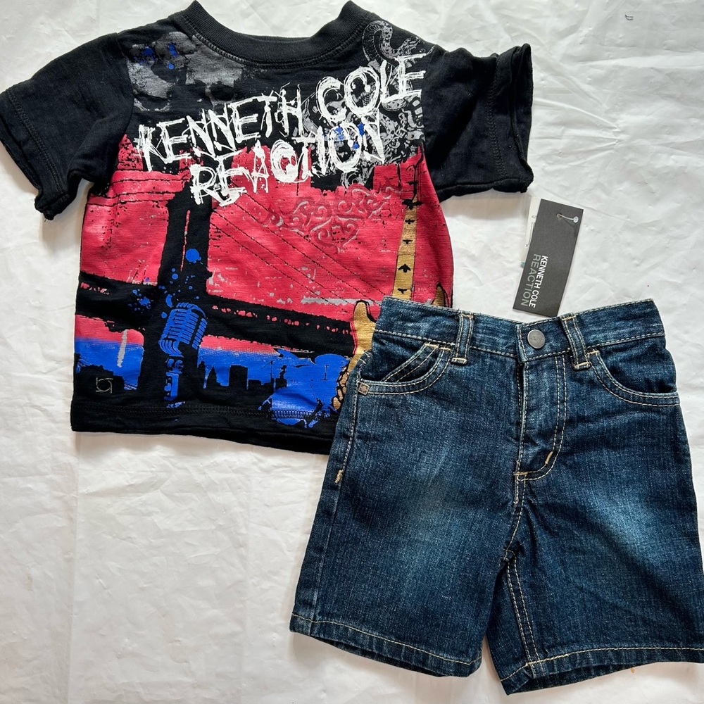 Kenneth Cole Reaction Red and Blue Matching Set Short Sleeve Tee